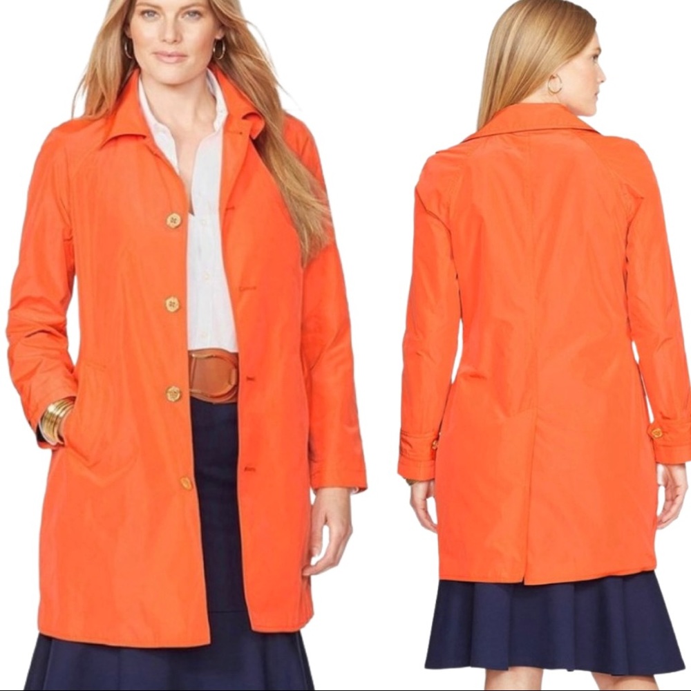 Ralph Lauren Single Breasted Orange Trench Coat